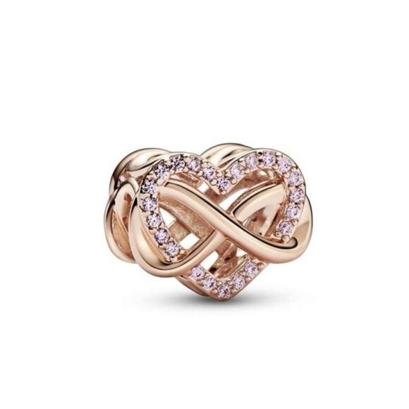 🐘🐘 14K Rose Gold Plated Sterling Silver Infinity Heart Charm - Picture 1 of 7